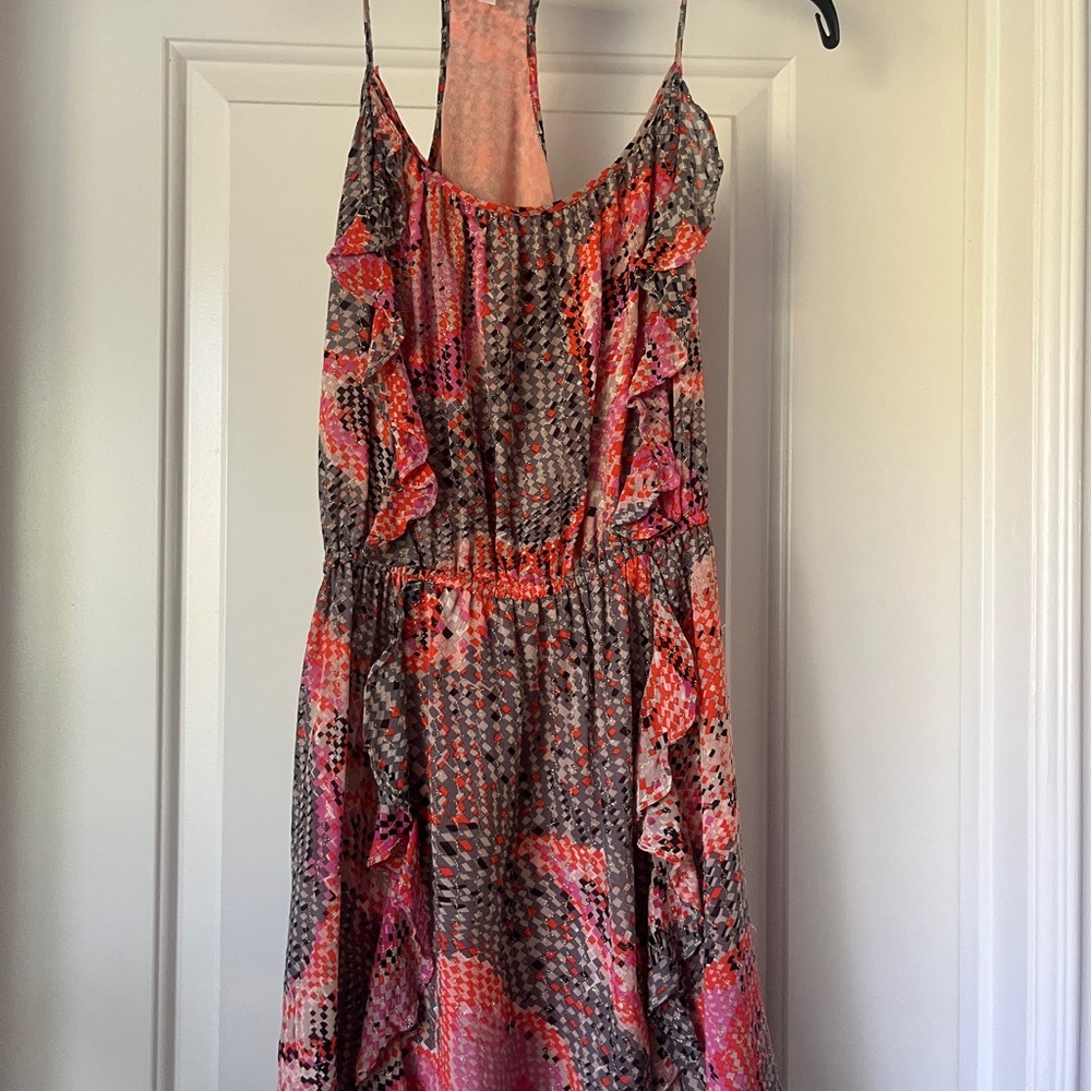 Parker Vibrant Pink and Gray High Low Dress